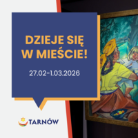 Na zdjęciu obraz Zofii Stryjeńskiej i napis "dzieje się w mieście"